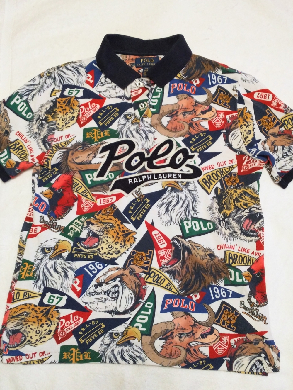 Polo Ralph Lauren Banner Logo College Pennant Polo Shirt Youth Boys Large 14-16